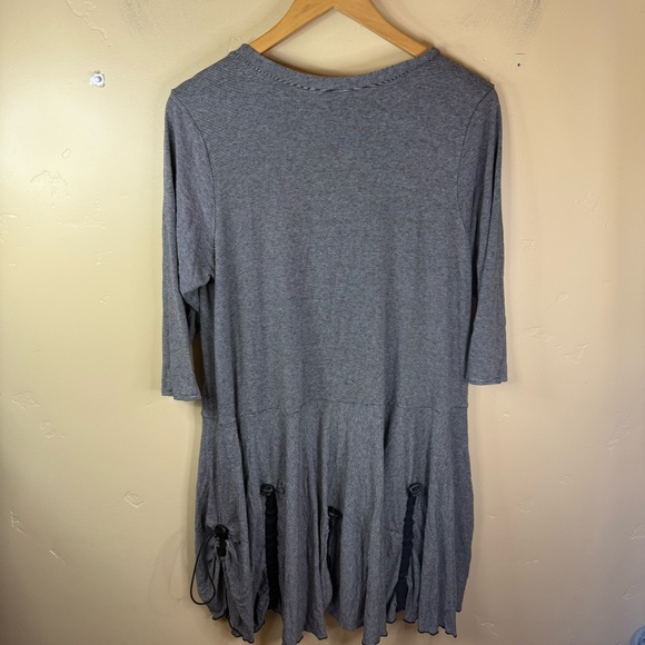 Noblu Size‎ Large Vneck 3/4 Sleeve Gray Tiered Dress Designer NWOT Formal Wear - Picture 6 of 7